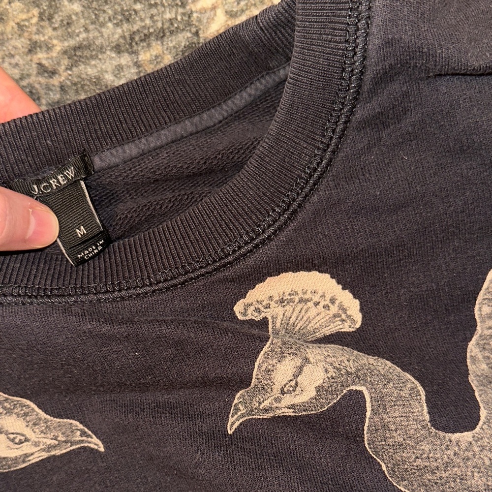 J. Crew Black Sweatshirt with Bird Motif - Picture 2 of 4